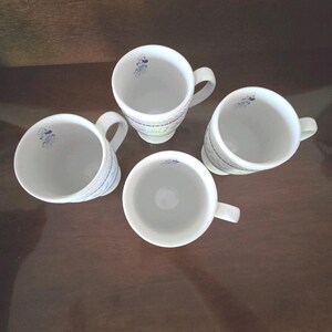 4 Disney Parks Gourmet Embossed Mickey Mouse Pedestal Coffee Mugs -Blue & White image 3