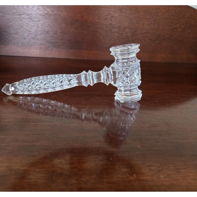 Waterford Crystal Large 8" Gavel Paperweight-Auctioneer-Lawyer-Judge-President image 2