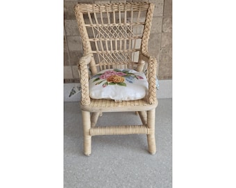 VTG 1989 Pleasant Company American Girl Doll Samantha's Wicker Chair w/Cushion