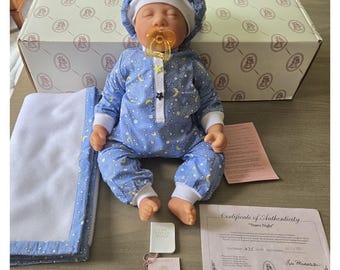 Rare '98 Lee Middleton "Starry Night" Lifelike Weighted Baby Doll In Box w/COA