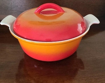 Vintage Descoware Lidded 5qt Dutch Oven FE Belgium Pot Round Flame