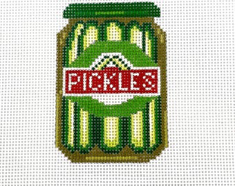 Jar of pickles Hand Painted Needlepoint Canvas