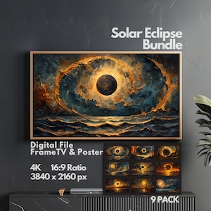 Solar Eclipse, Dark Aesthetic, Sun Moon Print, Vintage Painting, Gothic Room Decor, Poster Wall Art, Frame TV Wall Art,