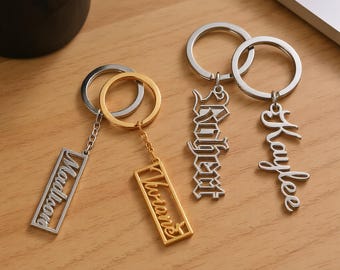 Laser Cut Name Key Ring - Stainless Steel Keychain, Custom Engraved Key Chain, Best Friend Gifts Gifts for Mom/Dad Birthday Gift Boyfriend