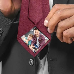 Corbata con foto personalizada, base de corbata con foto a medida, regalo de boda con foto de tela, ideal para regalar a él, parches con foto