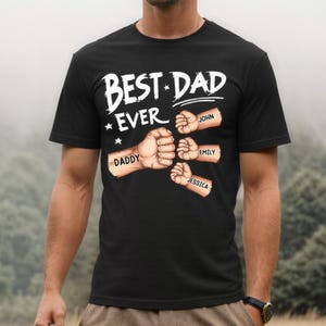 Best Dad Grandpa Ever Fist Bump - Personalized T Shirt, Father&#39;s Day Gifts, Custom Fist Bump Dad Shirt, Dad Shirt With Kids Names