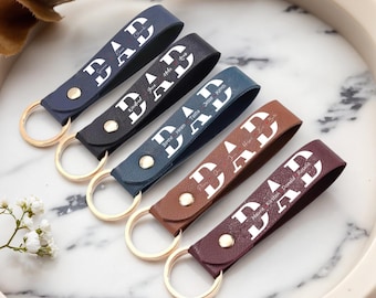 Gepersonaliseerde PU-leren sleutelhanger, vaderdagcadeau