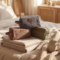 Personalized Canvas Dopp Kit Bag, Leather Trim Toiletry Bag, Wedding Groomsmen Gift, Travel Gear