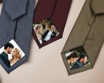 Personalized Photo Tie, Custom Photo Tie, Bespoke Photo Tie Backing, Fabric Tie Photo Wedding Gift, Suitable for Gift for Him, Photo Patches
