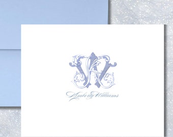 Elegant Intertwined Monogram Stationery Set: Personalized Note Cards