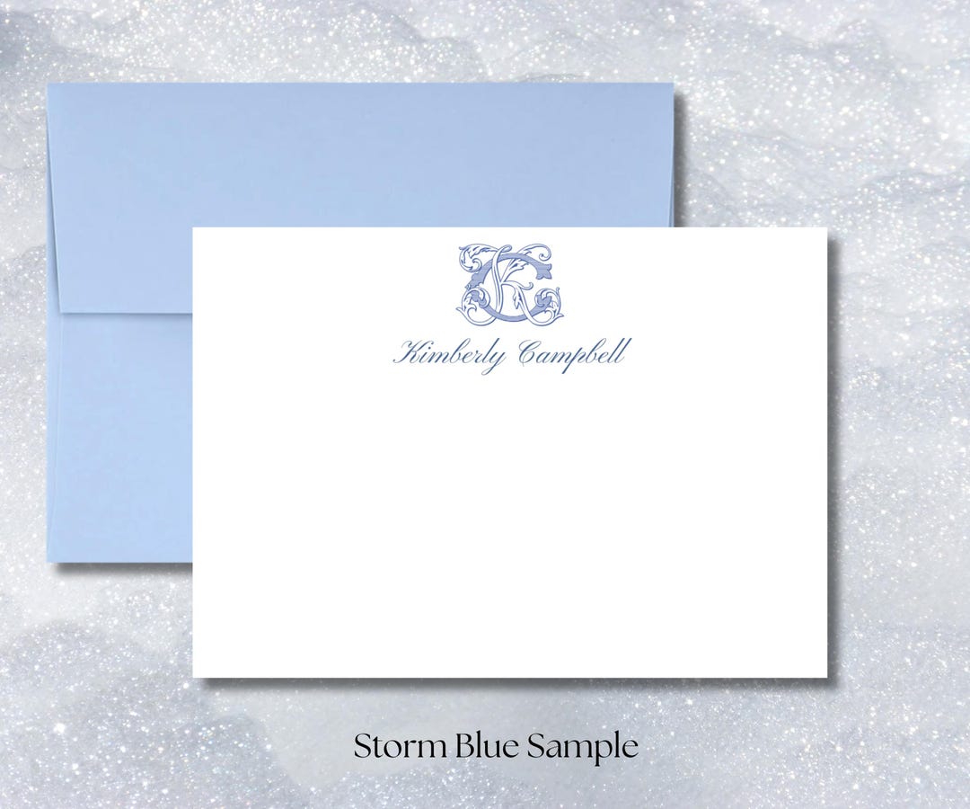 Vintage Monogram Stationery Set: Personalized Flat Note Cards With ...