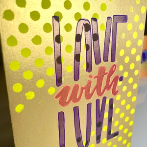 Goldene Karte für deinen Lieblingsmenschen - Grußkarte mit Liebe und neon - Pop Art mit Handlettering - with love - mit Umschlag