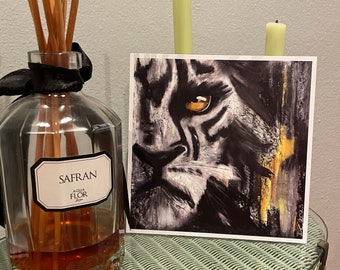 Self-painted artwork of a lion - photo print for your home - without frame