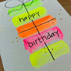 Geburtstagskarte  - Herzlichen Glückwunsch – selbstgemalt – mit Umschlag