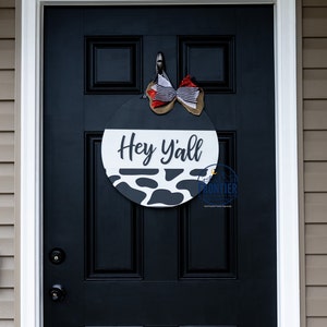 Front Door Decor, Hey Y&#39;all, Welcome Door Sign, Front Door Hanger, Front Door Wreath, Front Door Sign
