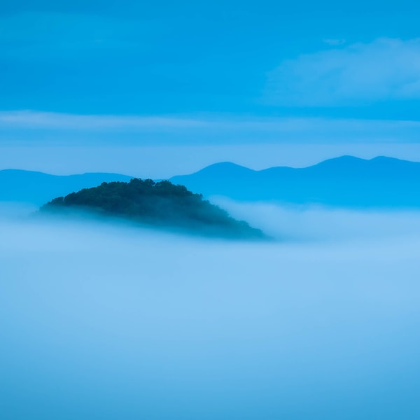 The Great Smoky Mountains, USA, covered in a thick blanket of fog; Gallery Wrapped Canvas