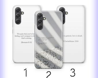 Funda para teléfono con versículo bíblico 5 para Samsung A14, A15, A16, A17, A25, A26, A33, A34, A35, A36, A53, A54, A55, A56, A72, A73 y más modelos: Creyente, Dios, Santo