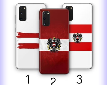 Funda para Samsung Galaxy S20, S21, S22, S23, S24, S25 FE Plus Ultra Edge con bandera de Austria, color rojo y blanco