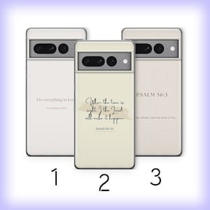 Funda para teléfono con versículo bíblico 7 para Google Pixel 6, 6A, 7, 7A, 8, 8A, 9, 9A, 10 Pro XL, creyente, Dios, santo, libro, Jesús, Dios, rey, palabras amables