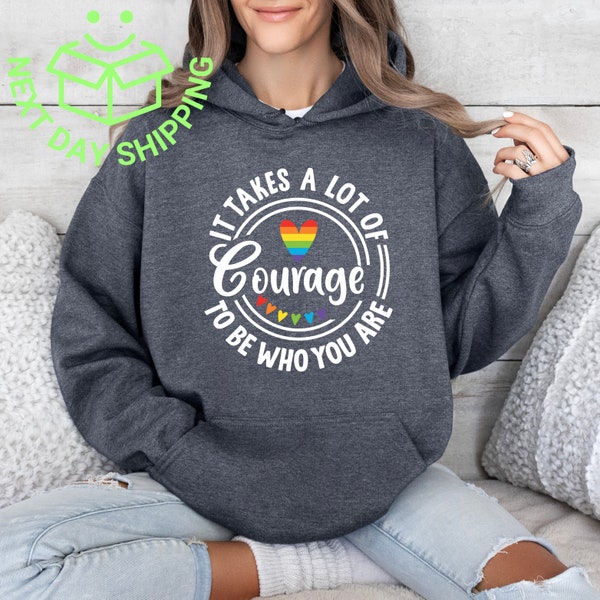 LGBT Sweatshirt, It Takes A Lot Of Courage To Be Who You Are, Gay Pride T Shirt, Equal Rights Tee, Social Justice,Human Rights,LGBTQ+ Hoodie