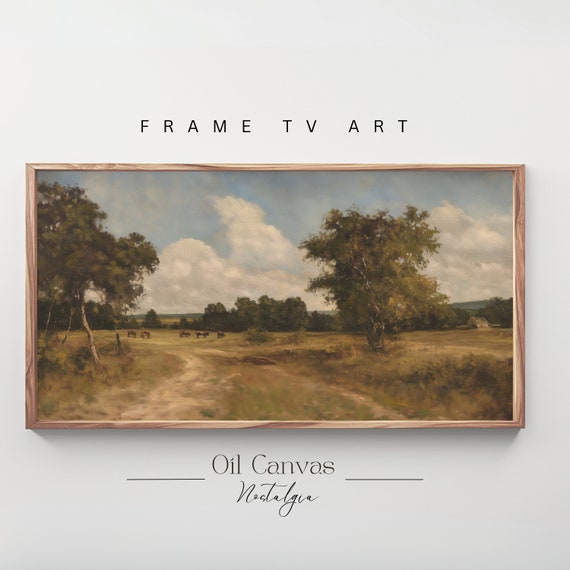 Autumn Landscape Oil Painting, Vintage Rustic Country Decor Digital Art Frame TV, Digital Download