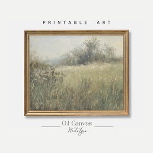 Spring Wildflower Field Printable Wall Art, Vintage Landscape Oil Painting, Country Farmhouse Decor, Instant Digital Download