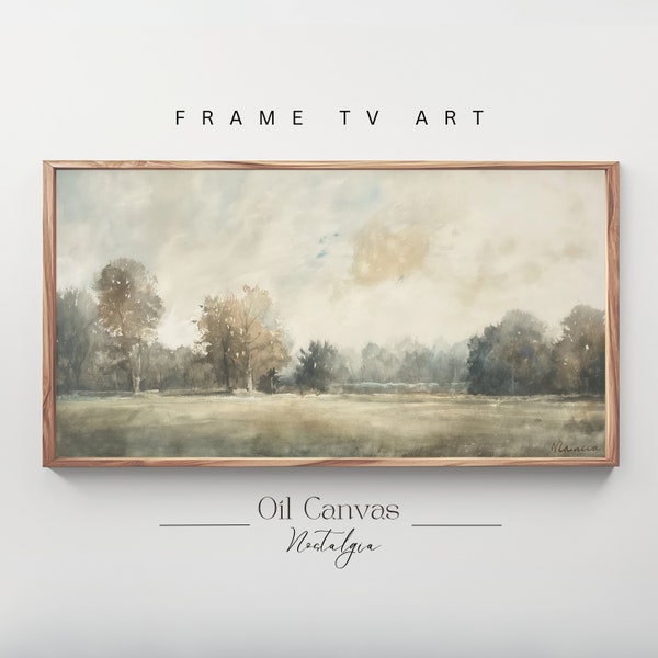 Samsung Frame TV Art - Countryside Landscape - Warm Tone Field Landscape - Country Meadow Painting - Digital Download - Cottagecore