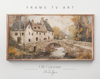 Samsung Frame TV Art French Country Painting - Vintage European Villa - Warm Farmhouse Decor - Digital Download