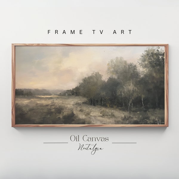 Samsung Frame TV Art - Countryside Landscape - Warm Tone Field Landscape - Country Meadow Painting - Digital Download - Cottagecore