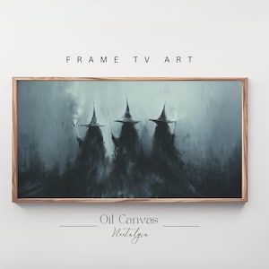 Halloween Witch Frame TV Art, Vintage Witchy Farmhouse Artwork, Muted Neutral Rustic Wiccan Painting, Digital Download