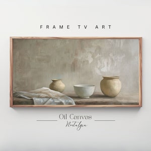 Samsung Frame TV Art - Natura morta vintage in cucina - Arredamento fattoria - Dipinto a olio rustico - Design vasi di terracotta - Download digitale