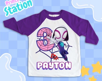Personalized Ghost Spider Birthday Shirt: Spidey and Friends Matching Tee