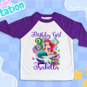 Personalized Princess Ariel Birthday Shirt: Mermaid Party Theme
