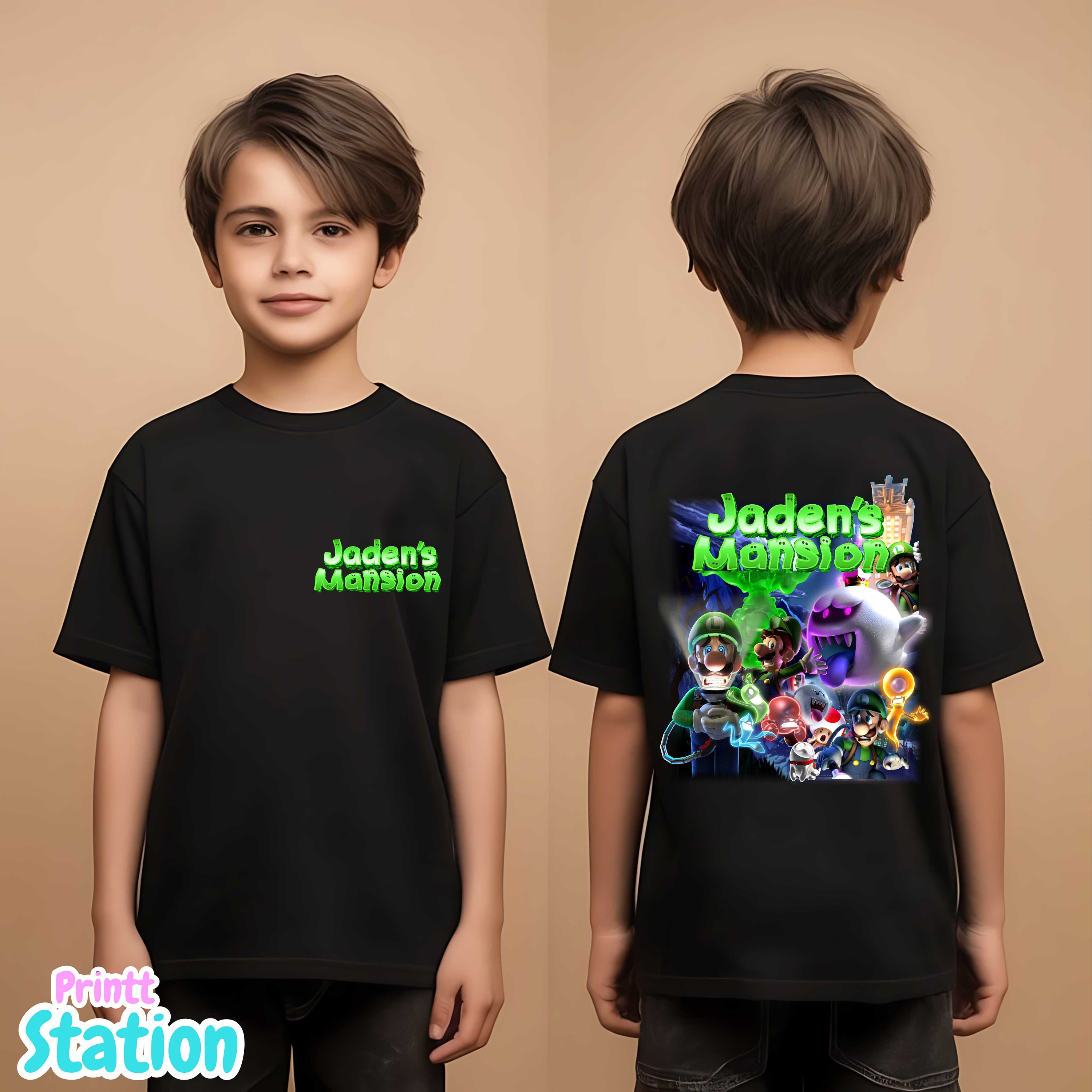 Luigi's Mansion Gamer Birthday Shirt, Luigi, Birthday Party Theme, Personalized Family Shirt, Gift for Boys, Unisex Shirt, All Sizes LG01