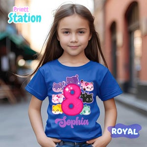 Custom Gamer Birthday Girl Shirt: Gamer Cat, Personalized Family Tee