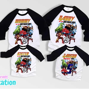 Superhero Birthday T-Shirt, Super Hero Theme Party Matching Tee, Personalized Hero Family Shirt, Gift for Boys, Unisex all size Shirt