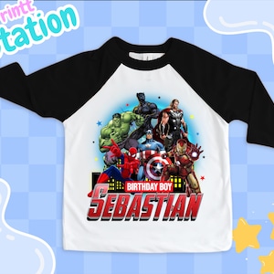 Personalized Superhero Birthday Shirt: Spiderman, Hulk, Iron Man