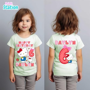 Kawaii Kitty Birthday T-Shirt: Personalized Cat Theme Party Shirt