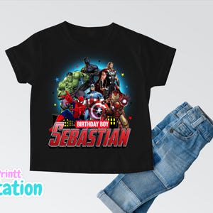 Personalized Superhero Birthday Shirt: Spiderman, Hulk, Iron Man