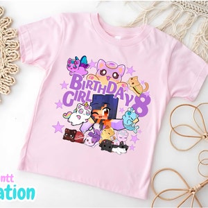 Custom Gamer Birthday Girl Shirt: Gamer Cat, Personalized Family Tee