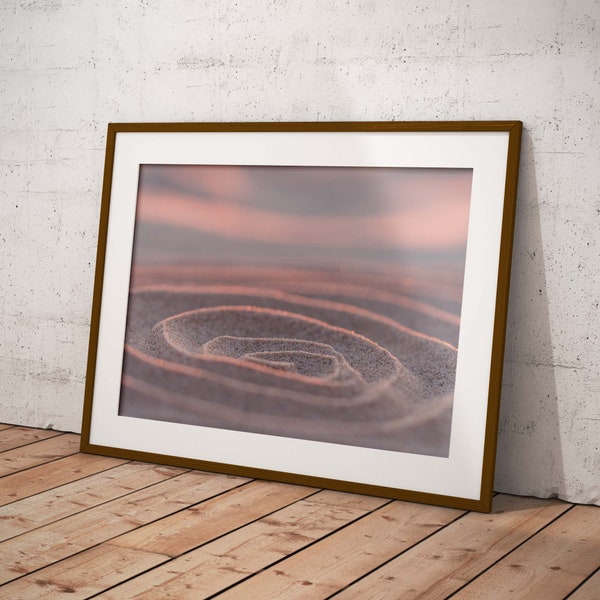 Pastel Pink Sand Spiral, Printable Abstract Wall Art, Macro Nature Pattern, Summer Beach Image, Home Decor Poster, Close Up Photography