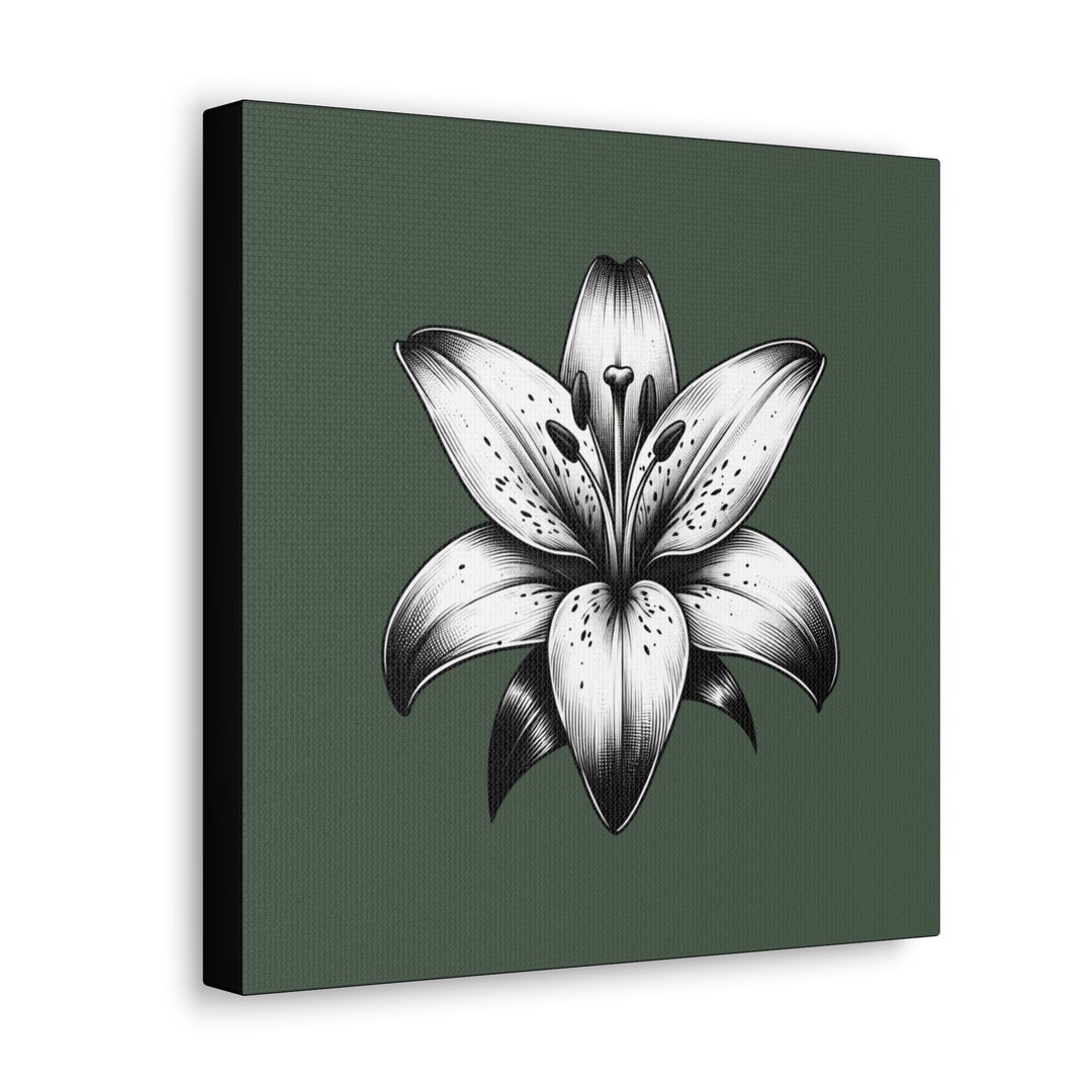 Black and White Lily Flower Art Print Matte Canvas Gallery Wraps - Etsy