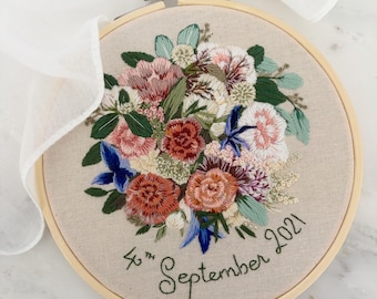 Hand-Embroidered Wedding Bouquet Keepsake (Large)