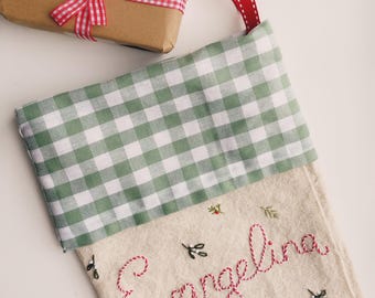 Hand-Embroidered Personalised Christmas Stocking