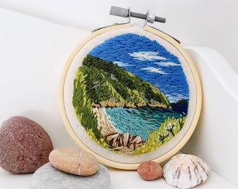 Hand Embroidered Landscape Artwork (Embroidery Hoop)