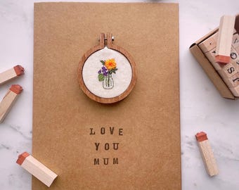 Hand Embroidered Personalised Keepsake Card