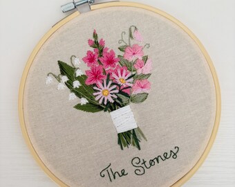 Hand Embroidered Birth Flower Bouquet (Large)
