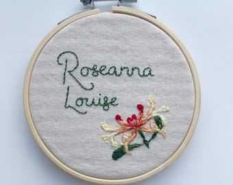 Name & Birth Flower Embroidery Hoop