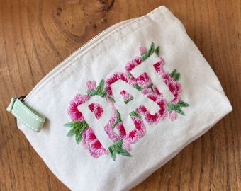 Hand Embroidered Personalised Cosmetic Bag