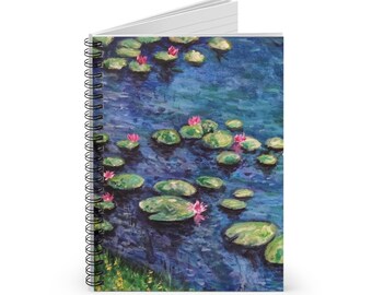 Lily pad Art Notebook | Spiral Ruled Journal | Original Painting